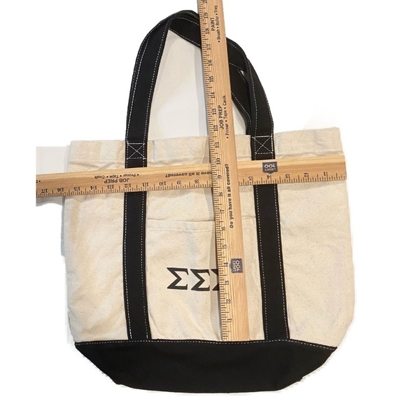 Medium Sigma Sigma Sigma Tote Bag with Navy Letters - Picture 7 of 7
